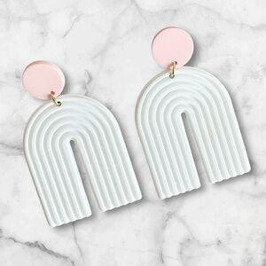 White Arch Dangle Earrings